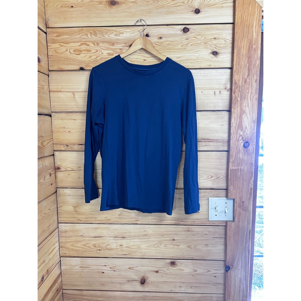 Mack Weldon Mens Medium‎ Navy Blue 100% Pima Cotton Long Sleeve Crewneck T-Shirt